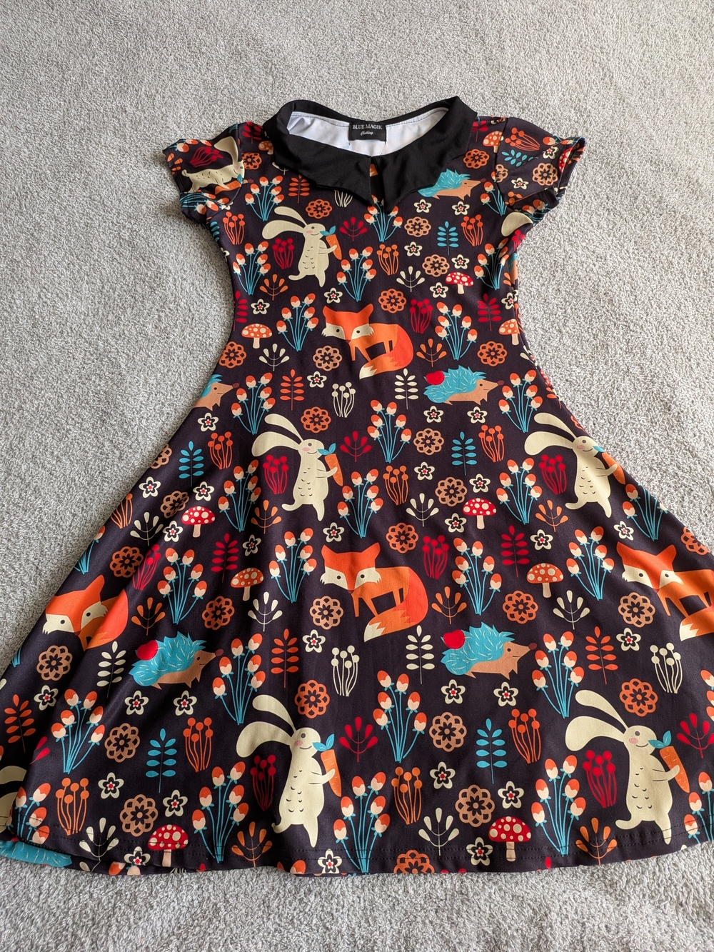 🌼B2G1🌼 Blue Magik Whimsical Forest Creatures Print Mini Dress
